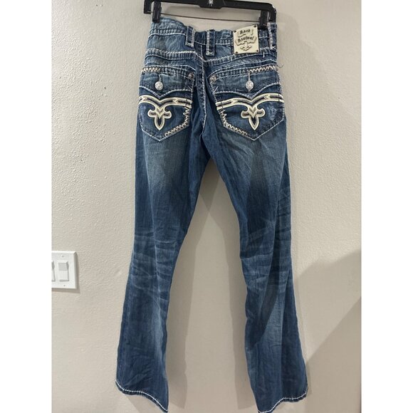 ROCK REVIVAL for BUCKLE RARE DISTRESSED ISAAC SLIM BOOT DENIM JEANS SIZE 31 - Picture 2 of 12